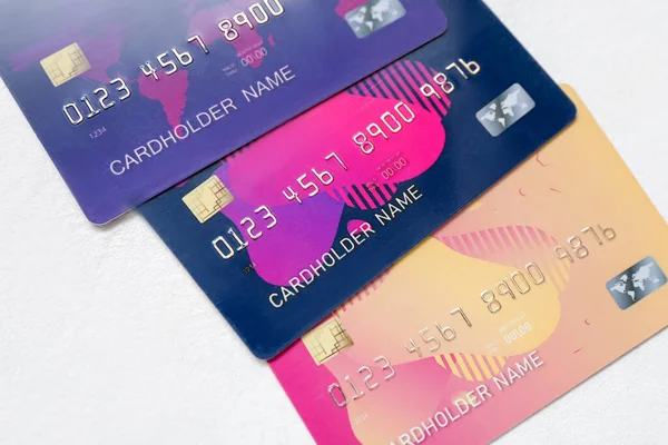 Veel Creditcards Witte Achtergrond — Stockfoto