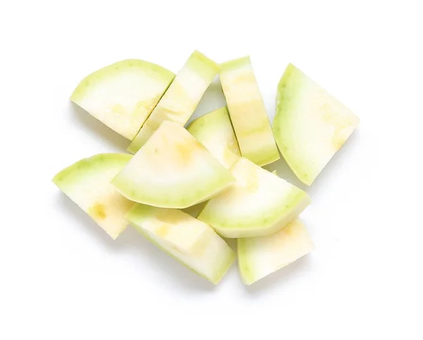 Pieces Fresh Green Zucchini White Background — Stock Photo, Image