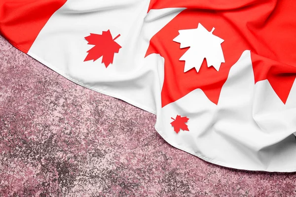Flag Canada Paper Maple Leaves Purple Background — Stock Photo, Image