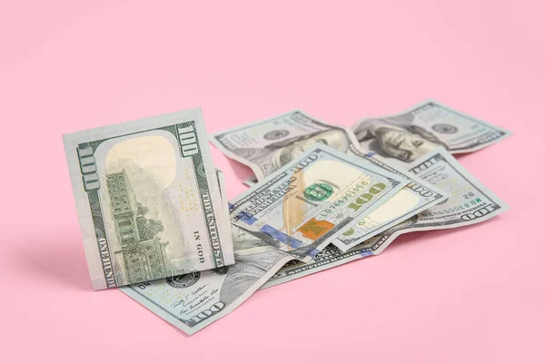 Dollar Banknotes Pink Background — Stock Photo, Image