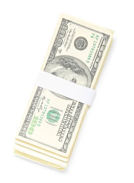 Paquete Billetes Dólares Sobre Fondo Blanco —  Fotos de Stock