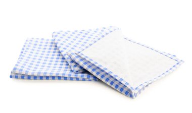 Beyaz arkaplanda izole edilmiş temiz peçeteler.