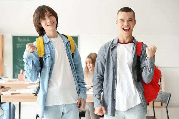 Happy Male Students Classroom — Stock Photo, Image