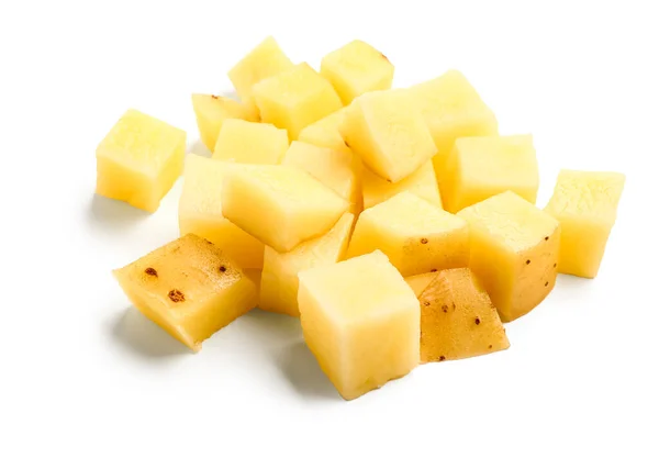 Кусочки Сырого Картофеля Белом Фоне — стоковое фото