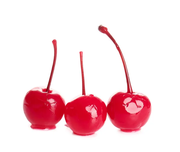 Tasty Maraschino Cherries White Background — Stock Photo, Image