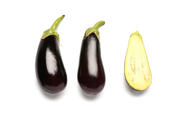 Fresh Eggplants White Background — Stock Photo, Image