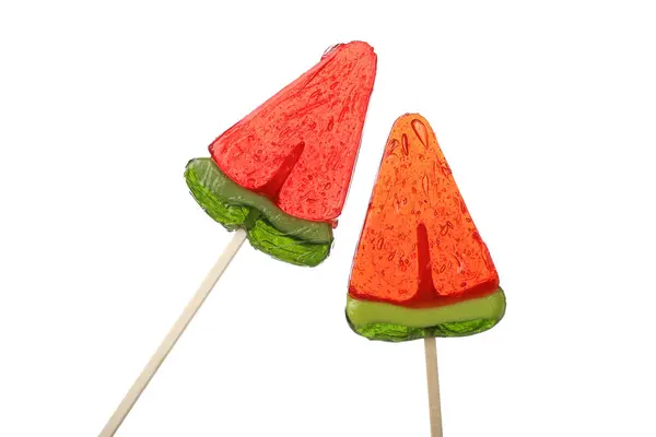 Lollipops Shape Watermelon Slice White Background — Stock Photo, Image