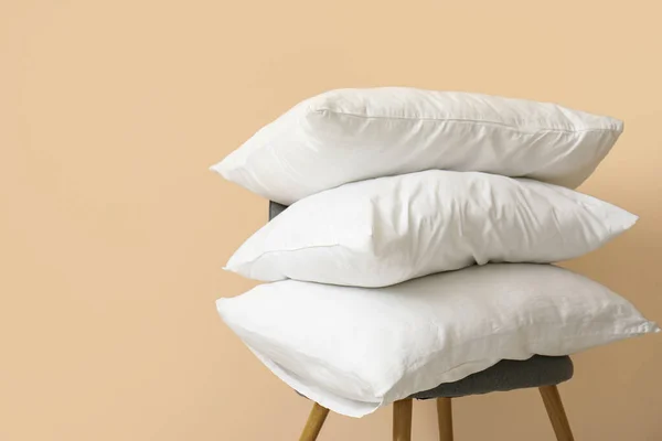 White Pillows Chair Beige Wall — Stock Photo, Image