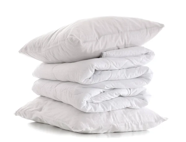 Rolled Blanket Pillows Isolated White Background — Stock Photo, Image