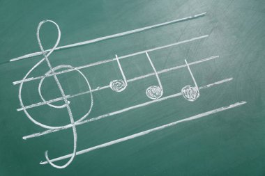 Yeşil arkaplanda farklı notalar