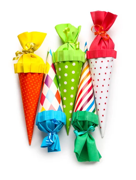 stock image Colorful school cones on white background