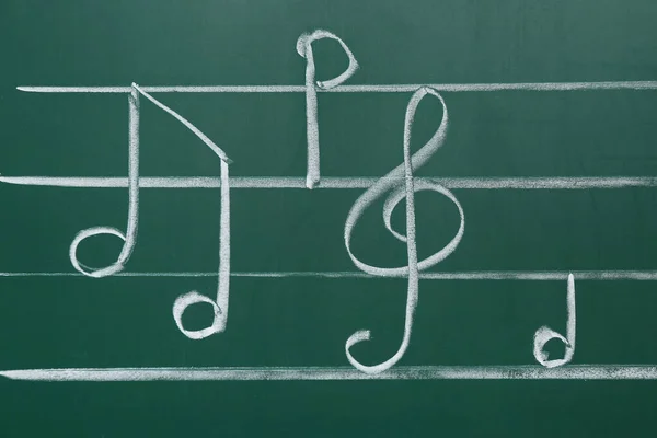 Different Music Notes Green Background — Stock Photo, Image