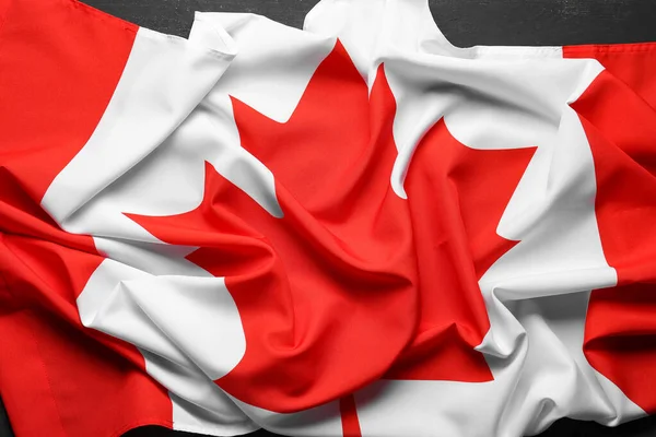 Bandera Canadá Sobre Fondo Negro Madera — Foto de Stock