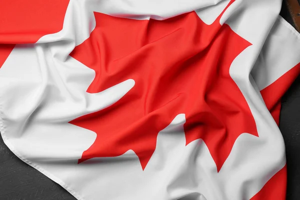 Bandeira Canadá Fundo Madeira Preta — Fotografia de Stock