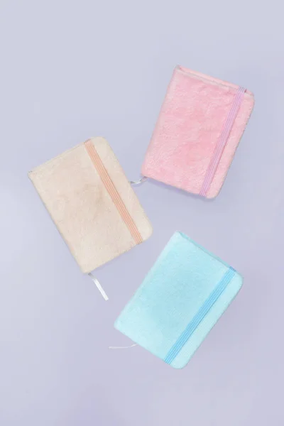 Colorful Notebooks Grey Background — Stock Photo, Image