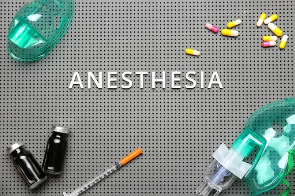Word Anesthesia Medical Supplies Board — Stock Photo, Image
