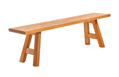 Beyaz arkaplanda ahşap bank