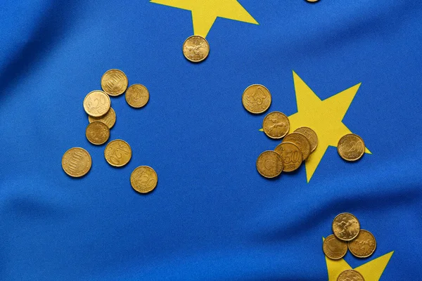 Coins European Union Flag Closeup — Stock Photo, Image