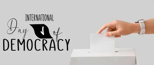 Banner International Day Democracy Vote Woman — Stock fotografie