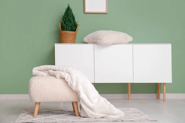 Pouf Cozy Blanket Living Room — Stock Photo, Image