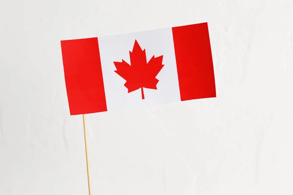 Бумажный Флаг Канады Белом Фоне Крупный План — стоковое фото