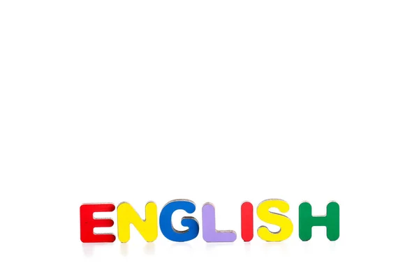 Parola Inglese Fatta Lettere Legno Isolate Sfondo Bianco — Foto Stock
