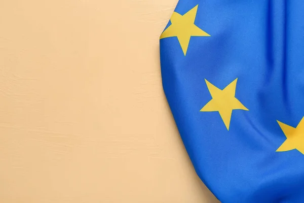 European Union Flag Yellow Background — Stock Photo, Image