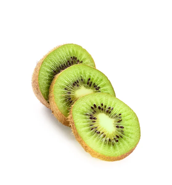 Sneetjes Verse Kiwi Witte Achtergrond — Stockfoto