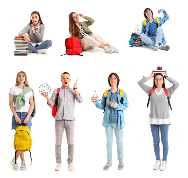 Collection Students White Background — Stock Photo, Image