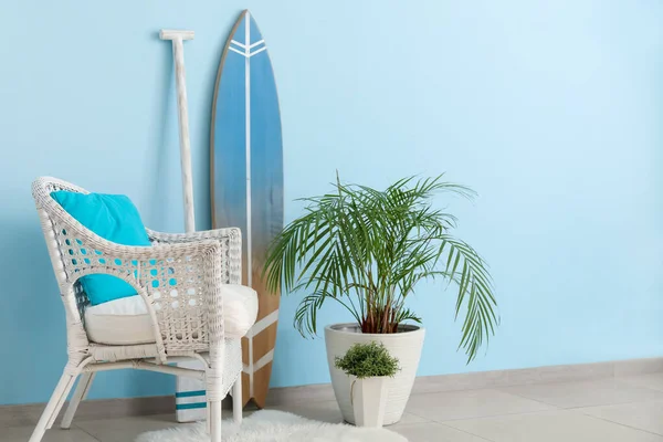 Interior Living Room Surfboard Paddle Armchair — Stock Photo, Image