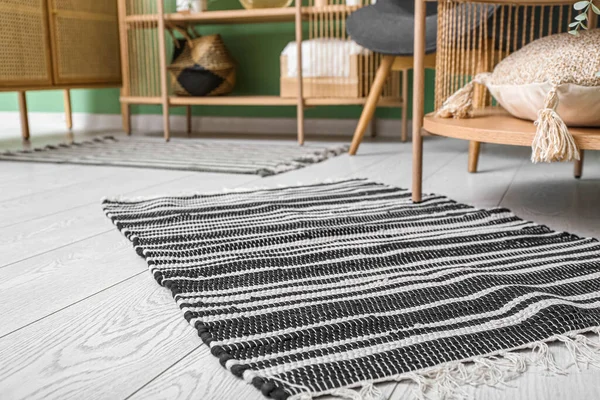 Weicher Teppich Auf Dem Boden Wohnzimmer Nahaufnahme — Stockfoto