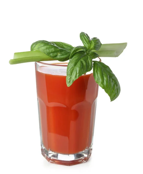 Glass Tasty Tomato Juice Isolated White Background — Photo