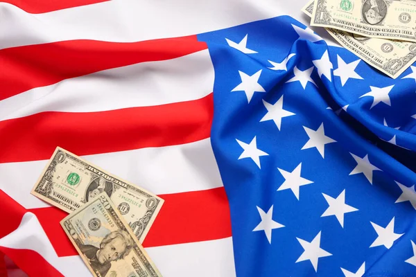 Flag Usa Dollar Banknotes — Stock Photo, Image