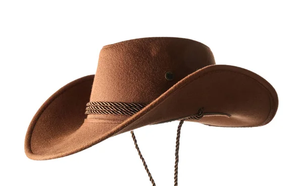 Cappello Cowboy Brown Isolato Sfondo Bianco — Foto Stock
