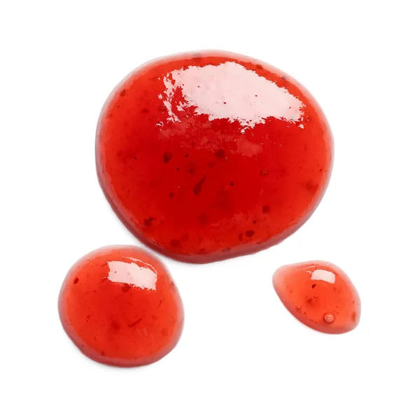 Drops Sweet Strawberry Jam White Background — Stock Photo, Image
