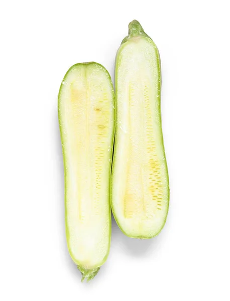 Halves Fresh Green Zucchini White Background — Stock Photo, Image