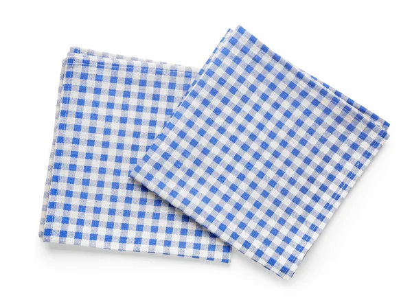 Checkered Clean Napkins Isolated White Background — Stock Photo, Image