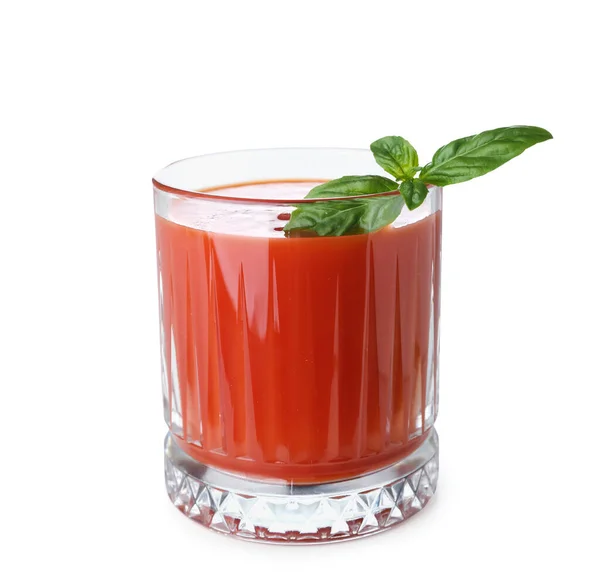 Glass Tasty Tomato Juice Isolated White Background — Zdjęcie stockowe