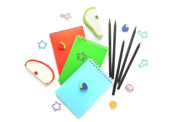 Notebooky Školní Šablony Bílém Pozadí — Stock fotografie