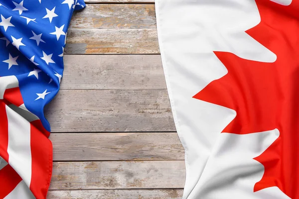 Flag Usa Canada Wooden Background — Stock Photo, Image