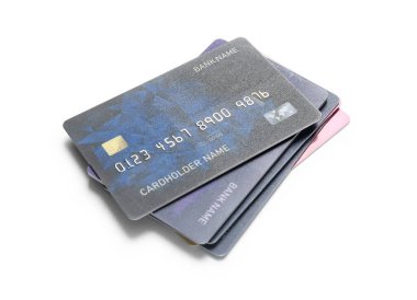 Beyaz arkaplanda kredi kartları