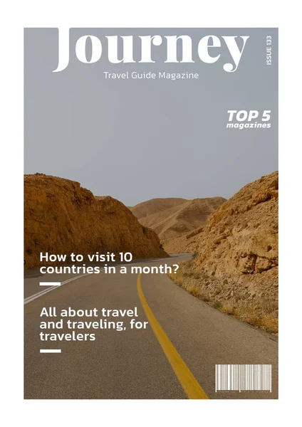 Amostra Capa Revista Viagem Com Deserto — Fotografia de Stock