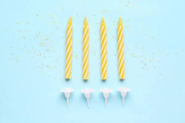 Birthday Candles Blue Background — Stock Photo, Image
