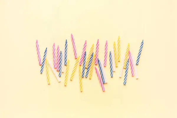 Colorful Birthday Candles Beige Background — Stock Photo, Image