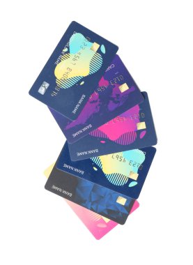 Beyaz arkaplanda kredi kartları