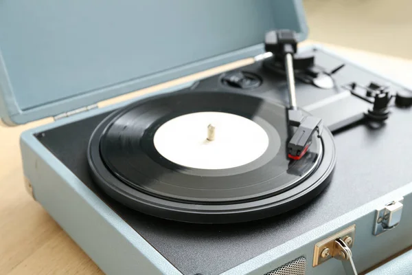 Record Player Vinyl Disk Table Room Close Seup — стоковое фото