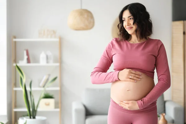 Sporty Pregnant Woman Home — Stock Photo, Image
