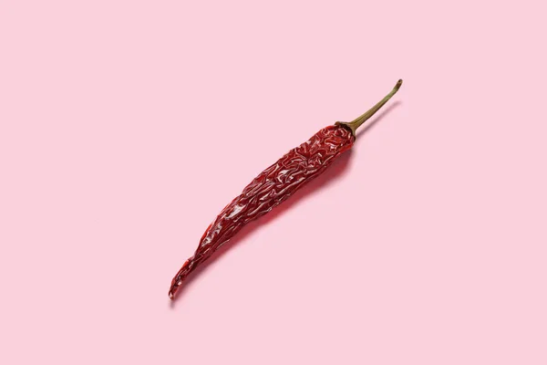 Dry Hot Chili Pepper Pink Background — Stock Photo, Image