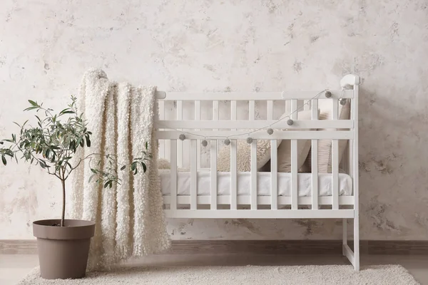 stock image Stylish interior of children's room with white crib