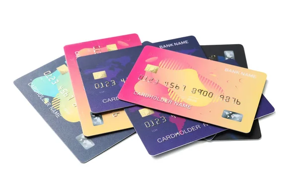 白い背景のクレジットカード — ストック写真
